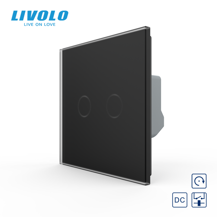 Сенсорна кнопка 2 сенсора 12/24В Livolo чорний матовый скло · LIVOLO · VL-FC2HC-2BS06