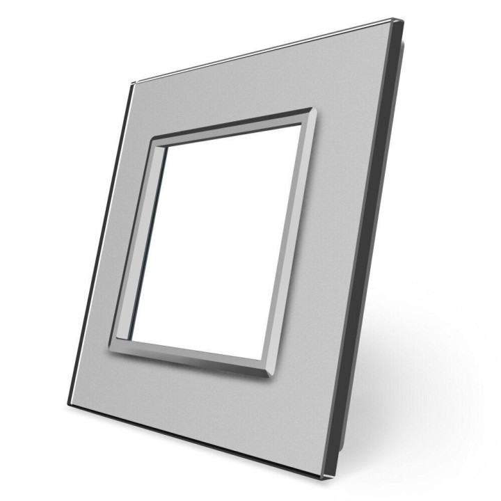 Рамка 1-постова LIVOLO, загартоване скло, сіра, 80×80 мм (VL-P7E-2I) · LIVOLO · VL-P7E-2I