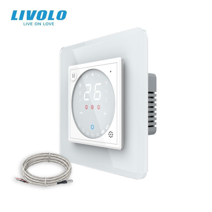 Wi-Fi терморегулятор сенсорний для електричної теплої підлоги LIVOLO, білий 2.5D скляний · LIVOLO · VL-C7FCQ1Y/XQ001-2WS05