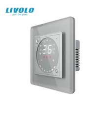 Wi-Fi терморегулятор сенсорний програмований LIVOLO, сірий 2.5D скляний