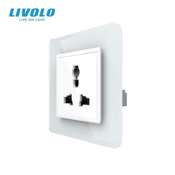 Розетка універсальна 12 стандартів в 1 LIVOLO біла 2.5D скло · LIVOLO · VL-C7FCT22-2WS05