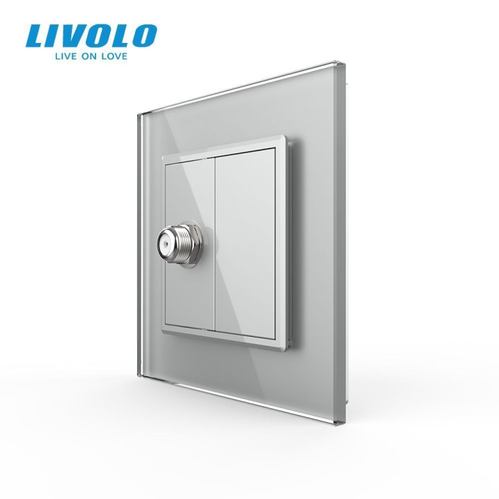 Розетка супутникова SAT Livolo сірий скло (VL-C7FCSL-1IP) · LIVOLO · VL-C7FCSL/FCMB-2IP