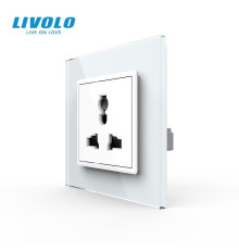 Розетка універсальна 12 стандартів в 1 Livolo білий скло (VL-C7C1C-11)