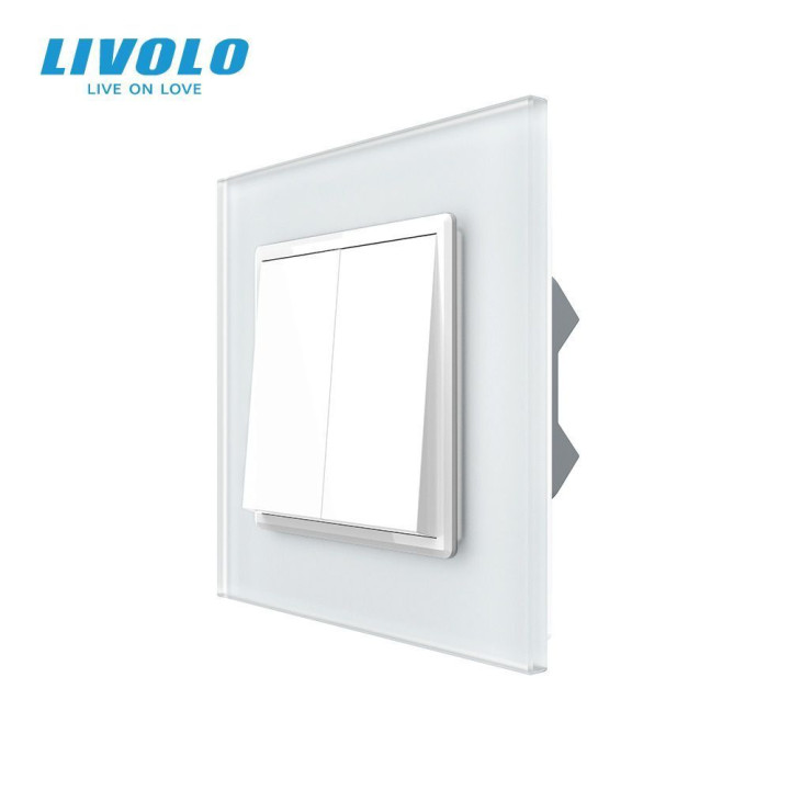 Двоклавішний перехресний вимикач LIVOLO білий матовий скло · LIVOLO · VL-C7FC2MM10A-2WS06