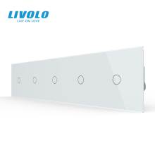 Сенсорний вимикач 5 сенсорів (1-1-1-1-1) LIVOLO білий 2.5D скло