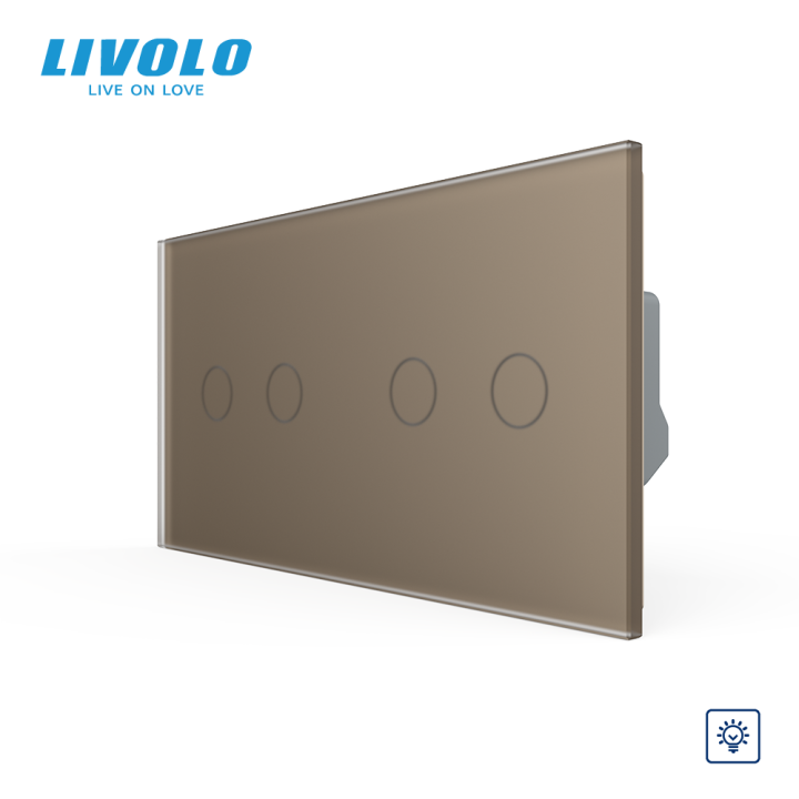 Сенсорний димер LIVOLO, 4 сенсори (2-2), золотий матовый, скло · LIVOLO · VL-C7FC2D/FC2D-4AS06