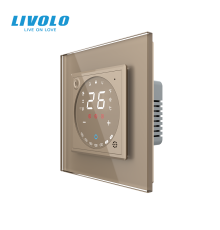 Wi-Fi терморегулятор сенсорний програмований LIVOLO, золотий скляний
