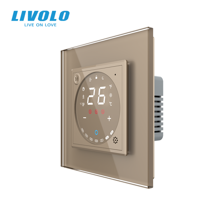 Wi-Fi терморегулятор сенсорний програмований LIVOLO, золотий скляний · LIVOLO · VL-C7FCQ1Y-2AP