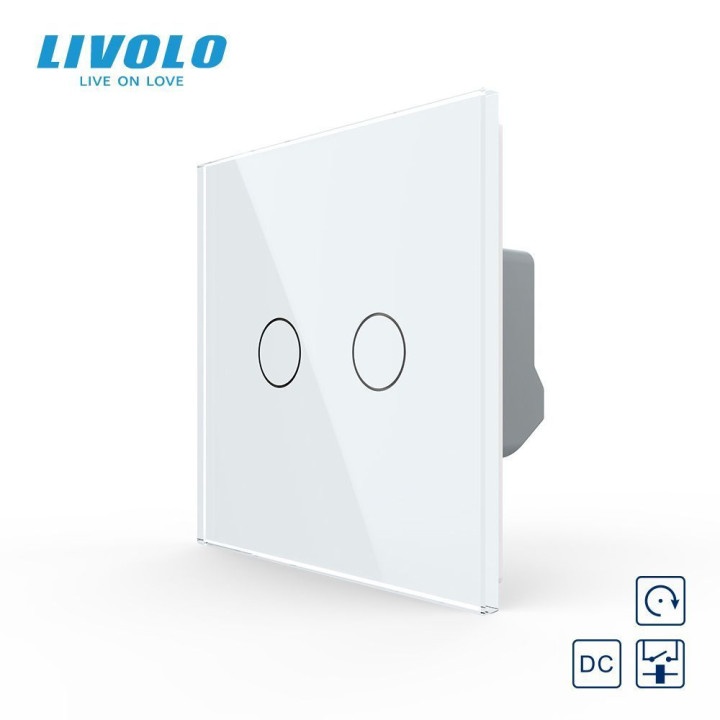 Сенсорна кнопка 2 сенсора 12/24В Livolo білий скло (VL-FC2HC-2WP) · LIVOLO · VL-FC2HC-2WP
