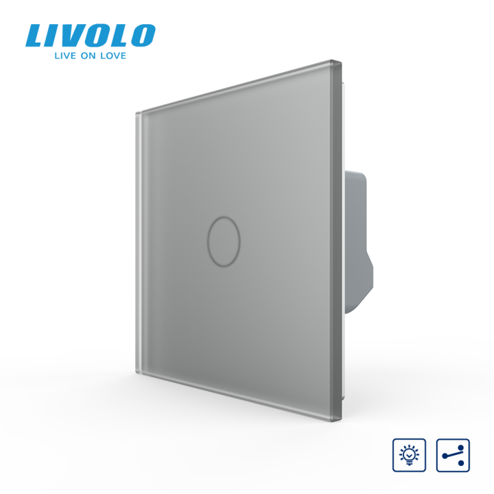 Сенсорний прохідний/перехресний диммер LIVOLO сірий матове скло · LIVOLO · VL-C7FC1SD1-2IS06
