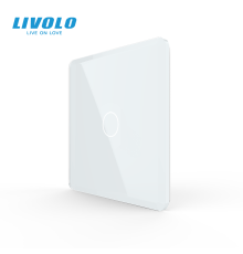 Рамка 1-постова для 1-сенсорного вимикача LIVOLO, загартоване скло, біла 2.5D, 80×80 мм