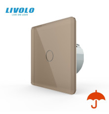 Сенсорний вуличний вимикач Вологозахищений 1 сенсор Livolo золотий 2.5D скло