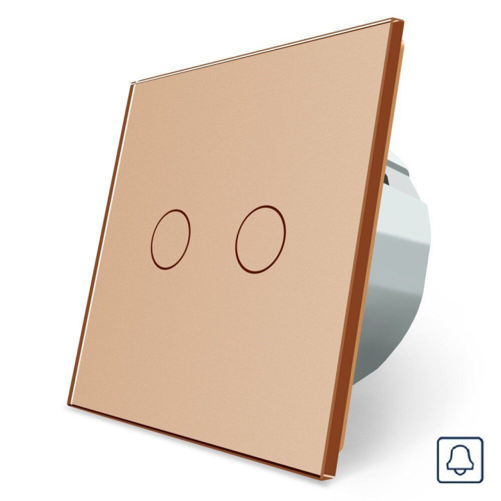 Сенсорна кнопка 2 сенсора Імпульсний вимикач Livolo золото скло (VL-C702H-13) · LIVOLO · VL-FC2B-2AP