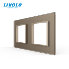 Рамка 2-постова LIVOLO, загартоване скло, золота матова, 151×80 мм (VL-P7E/E-4AS06) · LIVOLO · VL-P7E/E-4AS06