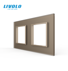 Рамка 2-постова LIVOLO, загартоване скло, золота матова, 151×80 мм (VL-P7E/E-4AS06)