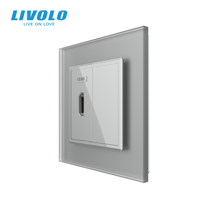 Розетка HDMI LIVOLO сіра матова скло · LIVOLO · VL-C7FCHD/FCMB-2IS06