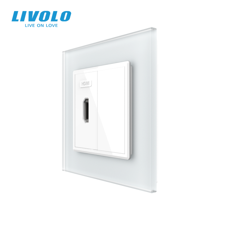 Розетка HDMI LIVOLO біла матова скло · LIVOLO · VL-C7FCHD/FCMB-2WS06