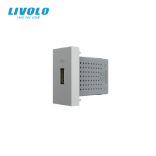 USB розетка LIVOLO 5V 2.1A, сіра, 10Вт, з блоком живлення, модуль 0.5 поста (VL-FCUA-1IP) · LIVOLO · VL-FCUA-1IP