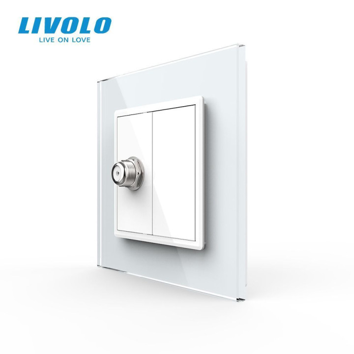 Розетка супутникова SAT Livolo білий скло (VL-C7FCSL-1WP) · LIVOLO · VL-C7FCSL/FCMB-2WP