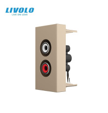Аудіо розетка RCA (тюльпан) LIVOLO, золота, модуль 0.5 поста, для колонок / підсилювача (VL-FCAU-1AP)