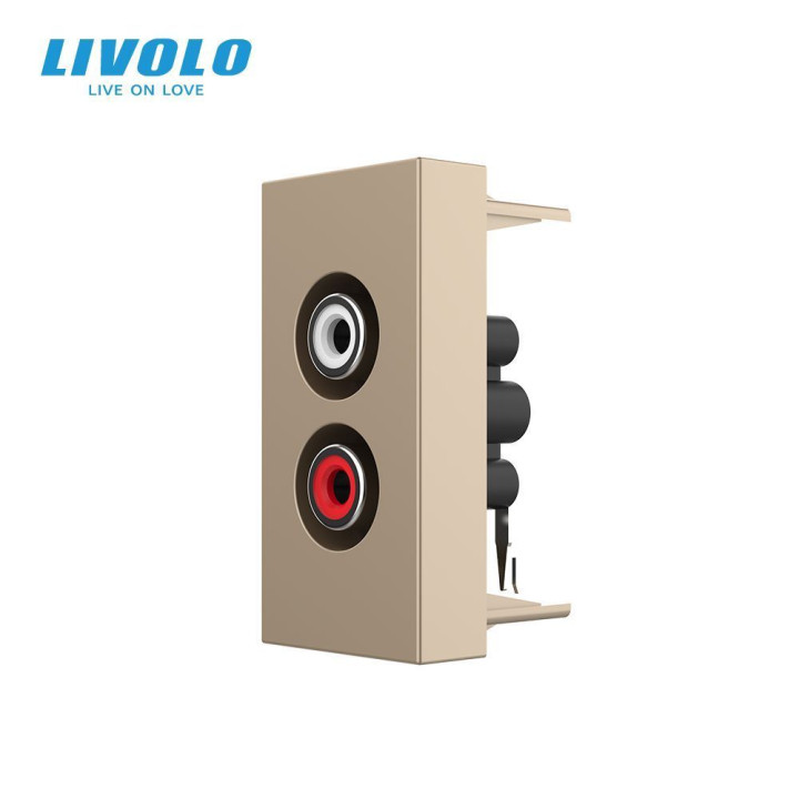 Аудіо розетка RCA (тюльпан) LIVOLO, золота, модуль 0.5 поста, для колонок / підсилювача (VL-FCAU-1AP) · LIVOLO · VL-FCAU-1AP