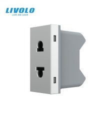 Універсальна розетка LIVOLO 2 в 1, сіра, без заземлення, з захисними шторками, модуль 0.5 поста, 16А 250В (VL-FCT25 16A-1IP)
