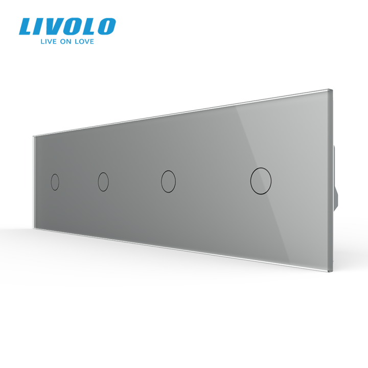 Сенсорний вимикач 4 сенсора (1-1-1-1) Livolo сірий скло (VL-C704-15) · LIVOLO · VL-C704-15