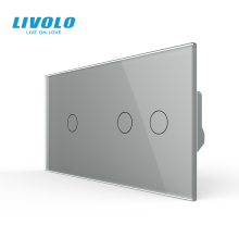 Сенсорний димер LIVOLO, 3 сенсори (1-2), сірий, скло