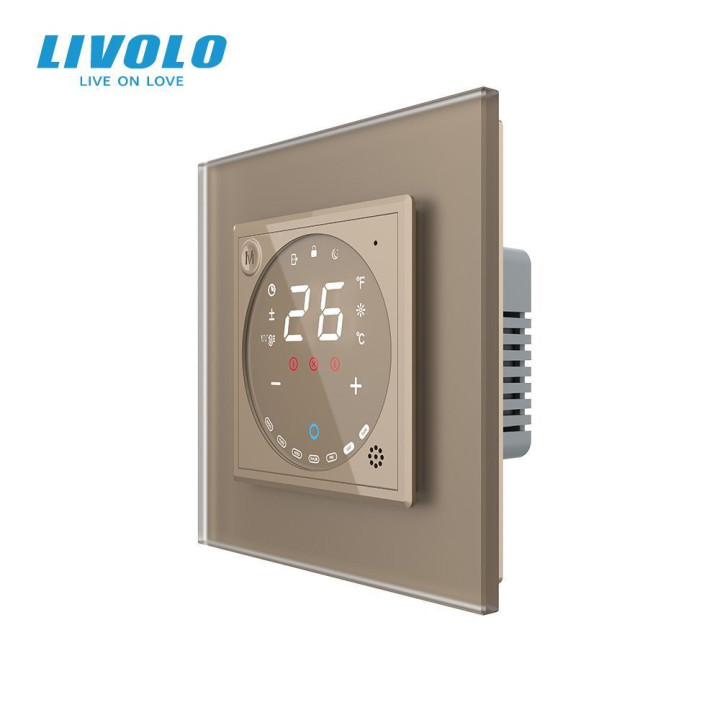 Wi-Fi терморегулятор сенсорний програмований LIVOLO, золотий матовий скляний · LIVOLO · VL-C7FCQ1Y-2AS06