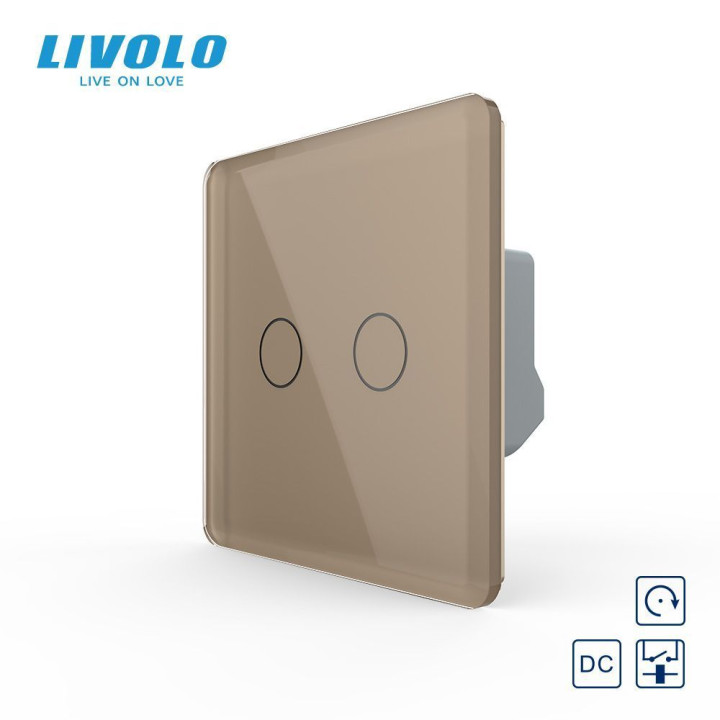 Сенсорна кнопка 2 сенсора 12/24В Livolo золотий 2.5D скло · LIVOLO · VL-FC2HC-2AS05