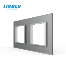 Рамка 2-постова LIVOLO, загартоване скло, сіра матова, 151×80 мм (VL-P7E/E-4IS06)