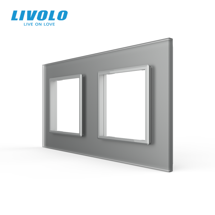 Рамка 2-постова LIVOLO, загартоване скло, сіра матова, 151×80 мм (VL-P7E/E-4IS06) · LIVOLO · VL-P7E/E-4IS06