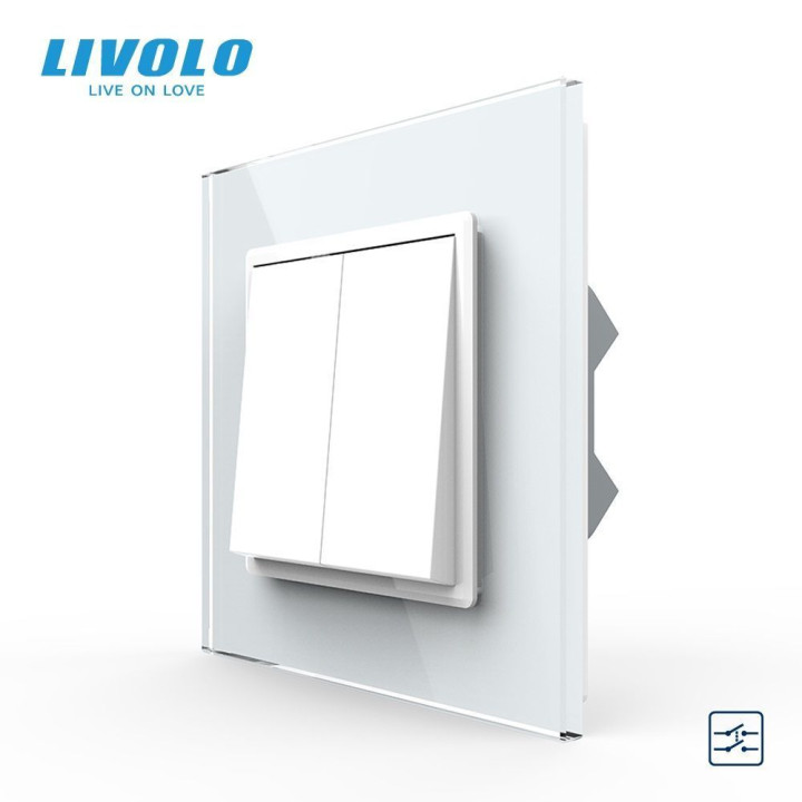 Двоклавішний перехресний вимикач Livolo білий (VL-C7FCMM10A-1WP) · LIVOLO · VL-C7FCMM10A-1WP