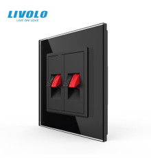 Hi-Fi аудіо розетка LIVOLO для колонок і підсилювачів, чорна скляна рамка, настінна, дизайнерська