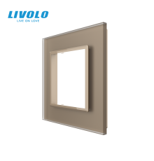 Рамка 1-постова LIVOLO, загартоване скло, золота матова, 80×80 мм (VL-P7E-2AS06)