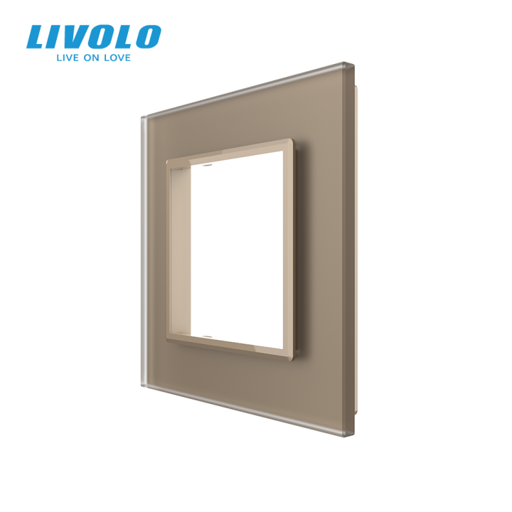 Рамка 1-постова LIVOLO, загартоване скло, золота матова, 80×80 мм (VL-P7E-2AS06) · LIVOLO · VL-P7E-2AS06