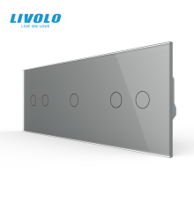 Сенсорний прохідний димер LIVOLO 5 сенсорів (2-1-2), сірий, скло, 2A 230V