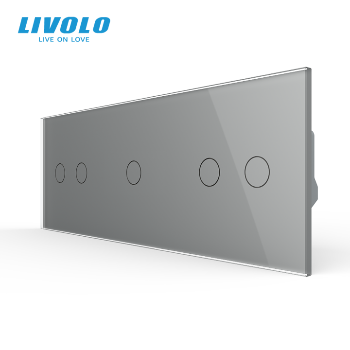 Сенсорний прохідний димер LIVOLO 5 сенсорів (2-1-2), сірий, скло, 2A 230V · LIVOLO · VL-C7FC2SD/FC1SD/FC2SD-6IP