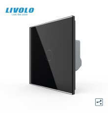 Сенсорний вимикач LIVOLO, чорний скляний, прохідний / перехресний, 5А 230В, без нейтралі (VL-C7FC1S-2BP)