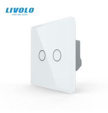 Сенсорний вимикач LIVOLO, 2-сенсорний, білий 2.5D скляний, 5А 230В, без нейтралі