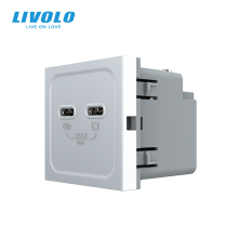 USB Type-C розетка LIVOLO, PD 65W, Power Delivery, швидка зарядка, біла, модуль · LIVOLO · VL-FCUC.UC-2WP