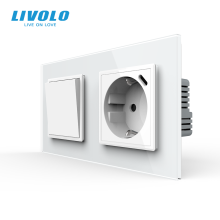 Вимикач без фіксації LIVOLO з розеткою та USB Type-C 18Вт, білий, скло, із заземленням і захисними шторками · LIVOLO · VL-C7FCMH2/FCTF16A.UC18W-4WP
