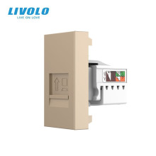 Інтернет-розетка RJ-45 (8P8C Cat.6) LIVOLO, золота, модуль 0.5 поста, з шторкою (VL-FCCP-1AP) · LIVOLO · VL-FCCP-1AP