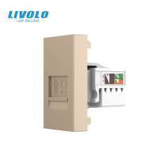 Інтернет-розетка RJ-45 (8P8C Cat.6) LIVOLO, золота, модуль 0.5 поста, з шторкою (VL-FCCP-1AP)