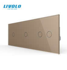 Сенсорний димер LIVOLO 4 сенсори (1-1-2), золотий, скляна панель, 2A 230V