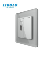 Розетка HDMI LIVOLO сіра 2.5D скло