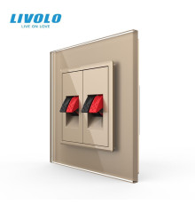 Hi-Fi аудіо розетка LIVOLO для колонок і підсилювачів, золота скляна рамка, настінна, дизайнерська