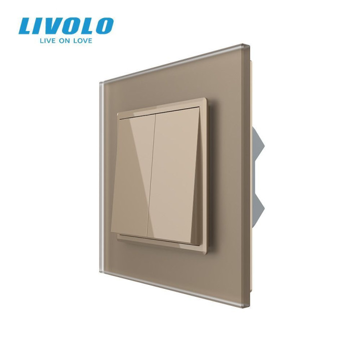 Двоклавішний перехресний вимикач LIVOLO золотий матовий скло · LIVOLO · VL-C7FC2MM10A-2AS06
