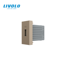 USB розетка LIVOLO 5V 2.1A, золота, 10Вт, з блоком живлення, модуль 0.5 поста (VL-FCUA-1AP)