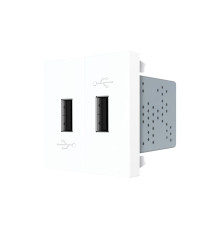 Подвійна розетка USB LIVOLO біла, з блоком живлення 2×USB-A 5V/2.1A, 2×10Вт, модуль (VL-FCUA-2WP)